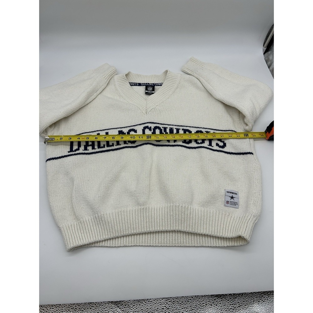 NFL Dallas Cowboys V Neck Pullover Sweater Off White Vtg Style Women's Size Med‎ - Picture 8 of 9
